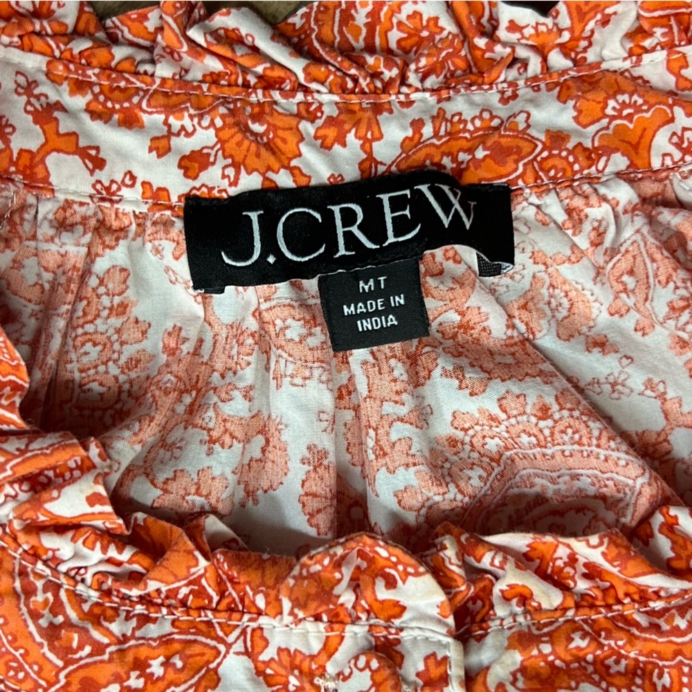 J Crew Mini Dress Med Tall Ruffle Collar Poplin Floral Preppy Closet Essential - Picture 11 of 15